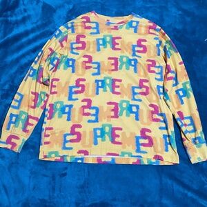 Supreme Yellow Letters Long Sleeve Shirt SS18 Men’s Medium Streetwear